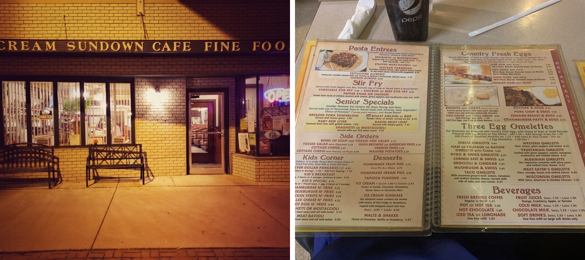Sun Down Cafe Menu